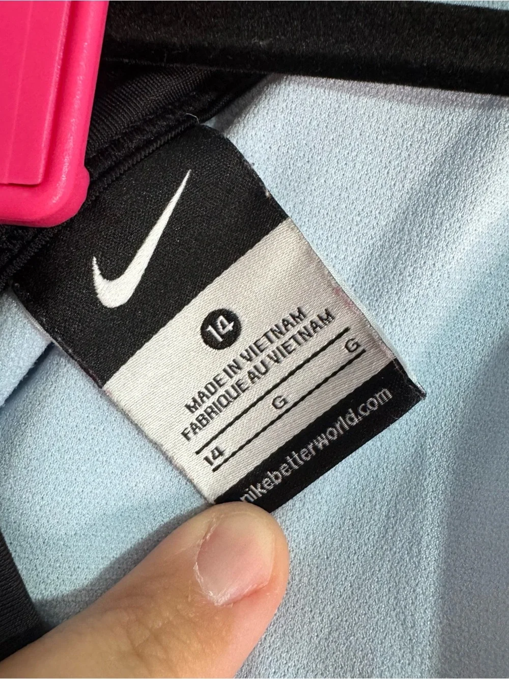Nike Swim Tankini Top Blue Purple Striped Halter Shelf Bra Size Large 14